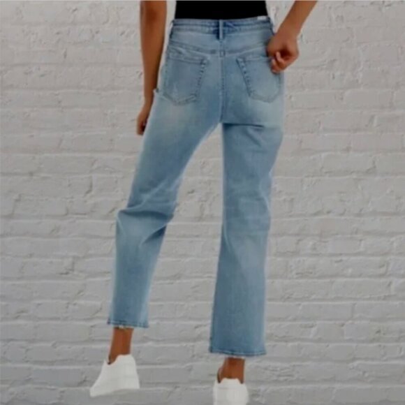 Almost Famous Dad Jean Distressed Ripped Straight Leg Blue Jr Sz 13 345G - Picture 7 of 12